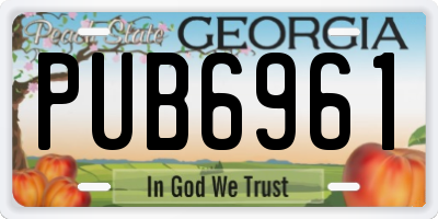 GA license plate PUB6961