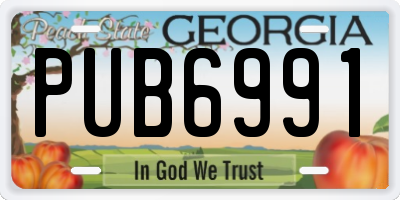 GA license plate PUB6991