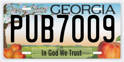 GA license plate PUB7009