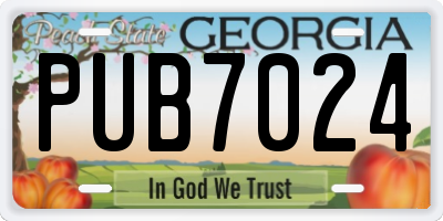 GA license plate PUB7024