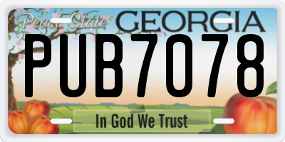 GA license plate PUB7078