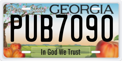 GA license plate PUB7090
