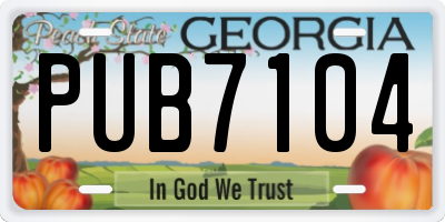 GA license plate PUB7104