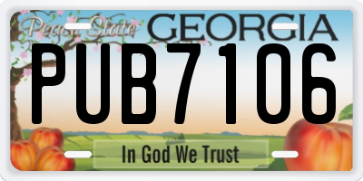 GA license plate PUB7106
