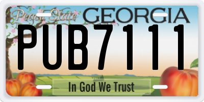 GA license plate PUB7111