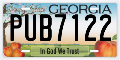 GA license plate PUB7122