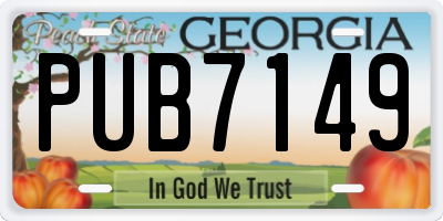GA license plate PUB7149