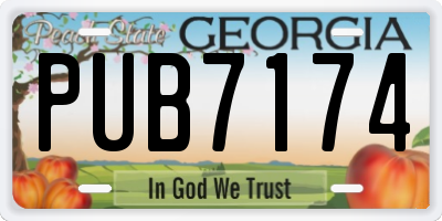 GA license plate PUB7174