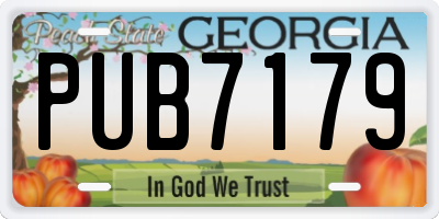 GA license plate PUB7179