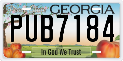 GA license plate PUB7184