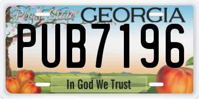 GA license plate PUB7196