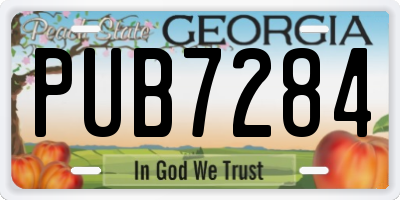 GA license plate PUB7284