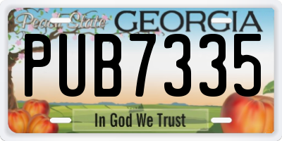 GA license plate PUB7335