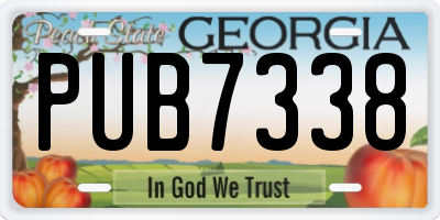 GA license plate PUB7338