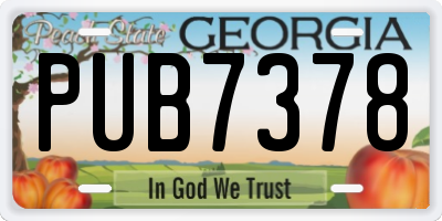 GA license plate PUB7378