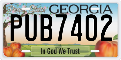 GA license plate PUB7402