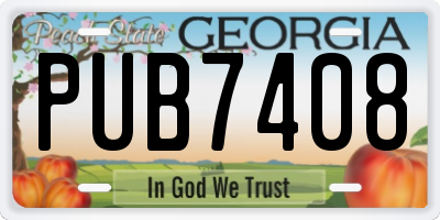 GA license plate PUB7408