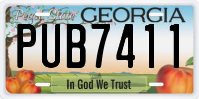 GA license plate PUB7411