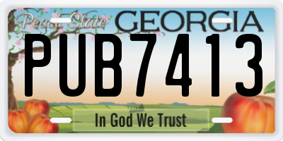GA license plate PUB7413