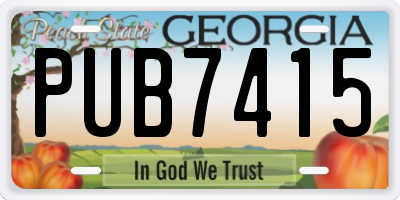 GA license plate PUB7415