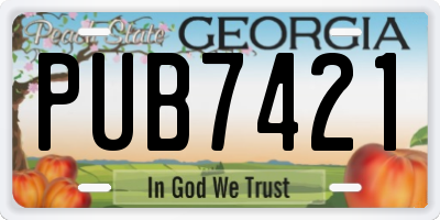 GA license plate PUB7421