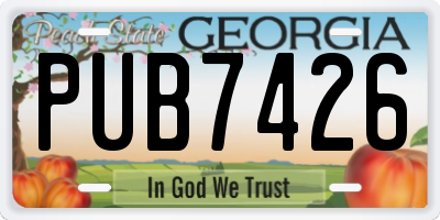 GA license plate PUB7426