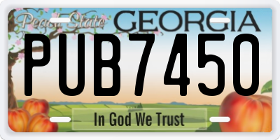 GA license plate PUB7450