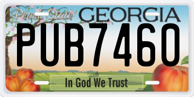 GA license plate PUB7460