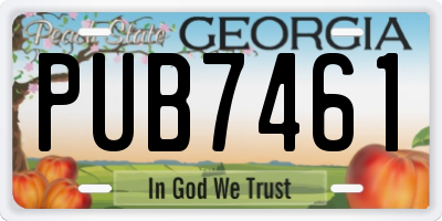 GA license plate PUB7461