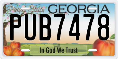 GA license plate PUB7478