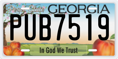 GA license plate PUB7519