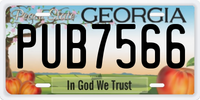 GA license plate PUB7566