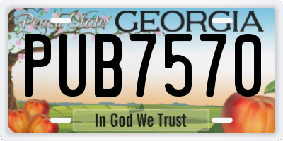 GA license plate PUB7570