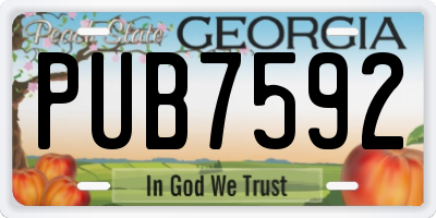 GA license plate PUB7592