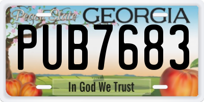 GA license plate PUB7683