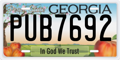 GA license plate PUB7692