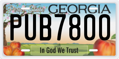 GA license plate PUB7800