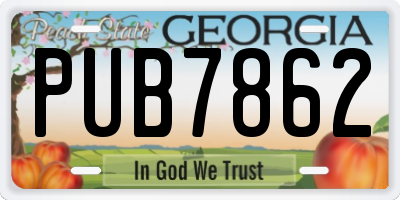 GA license plate PUB7862