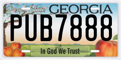 GA license plate PUB7888