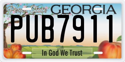 GA license plate PUB7911