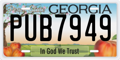 GA license plate PUB7949