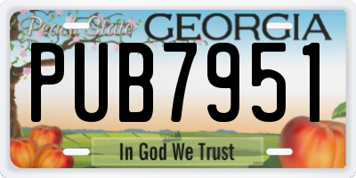 GA license plate PUB7951