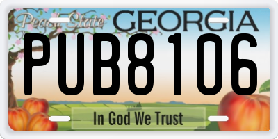 GA license plate PUB8106