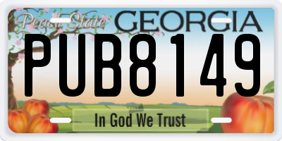 GA license plate PUB8149
