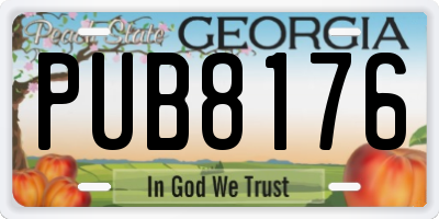 GA license plate PUB8176