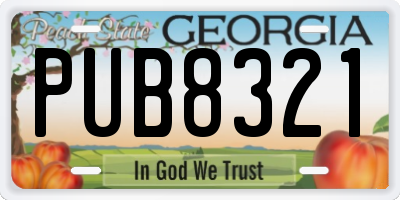 GA license plate PUB8321