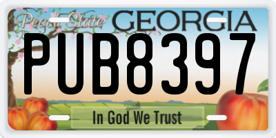 GA license plate PUB8397