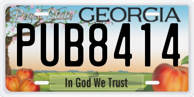 GA license plate PUB8414
