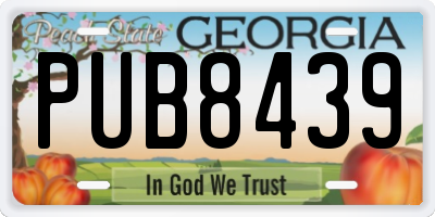 GA license plate PUB8439