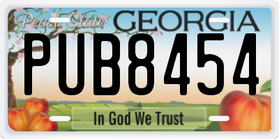 GA license plate PUB8454